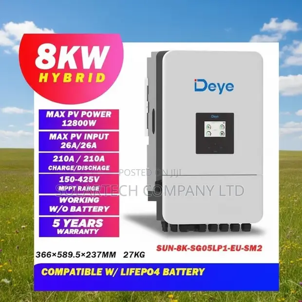 8kVA Deye Solar Hybrid Inverter with 190A Battery Charging - 1