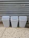 1pc Home Office Plastic Swing Dust Bin - Gray - 1