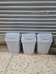 1pc Home Office Plastic Swing Dust Bin - Gray - 2