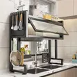 Dust-Proof Over-the-Sink Dish Drying Rack with Cabinet - 1