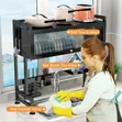 Dust-Proof Over-the-Sink Dish Drying Rack with Cabinet - 2