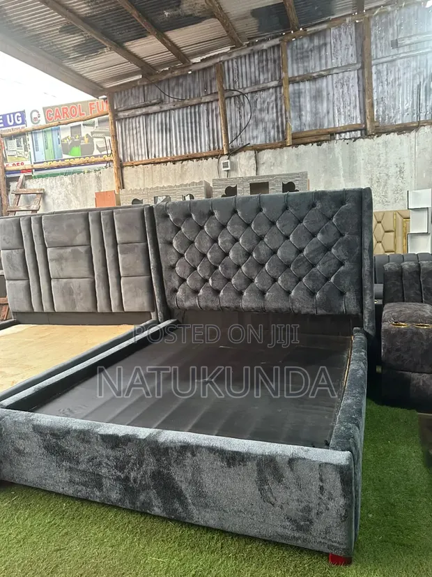 Brand New King Bed Frame (5x6) - Grey - 1