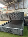 Brand New King Bed Frame (5x6) - Grey - 2