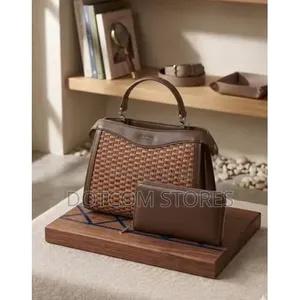 Chrisbella Elena Woven Leather Satchel Bag & Wallet Set