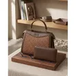 Chrisbella Elena Woven Leather Satchel Bag & Wallet Set - 1