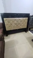 Cream Black 5x6 Leather Bed - 1