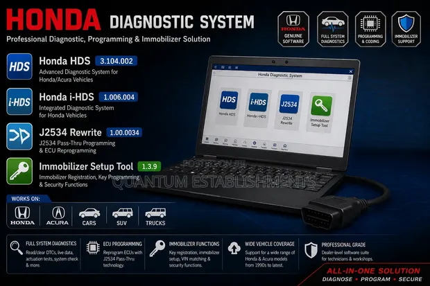 Honda HDS 3 + i-HDS + J2534 Rewrite + Immobilizer Setup Tool Software - 1