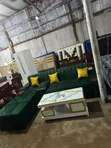 Green L-Shape Sofa with Cushions - 2