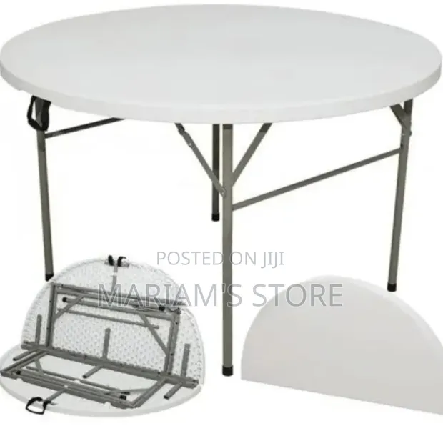 4-Foot Round Folding Table - Bi-Fold - 1