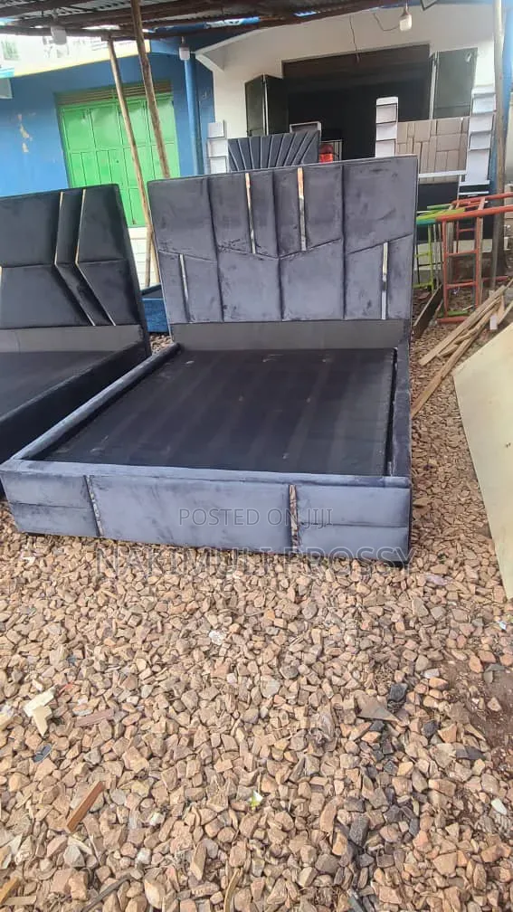 5x6 Gray Fabric Bed Frame - 1