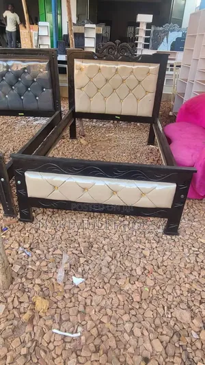 4x6 Cream and Black Bed Frame