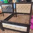 4x6 Cream and Black Bed Frame - 2