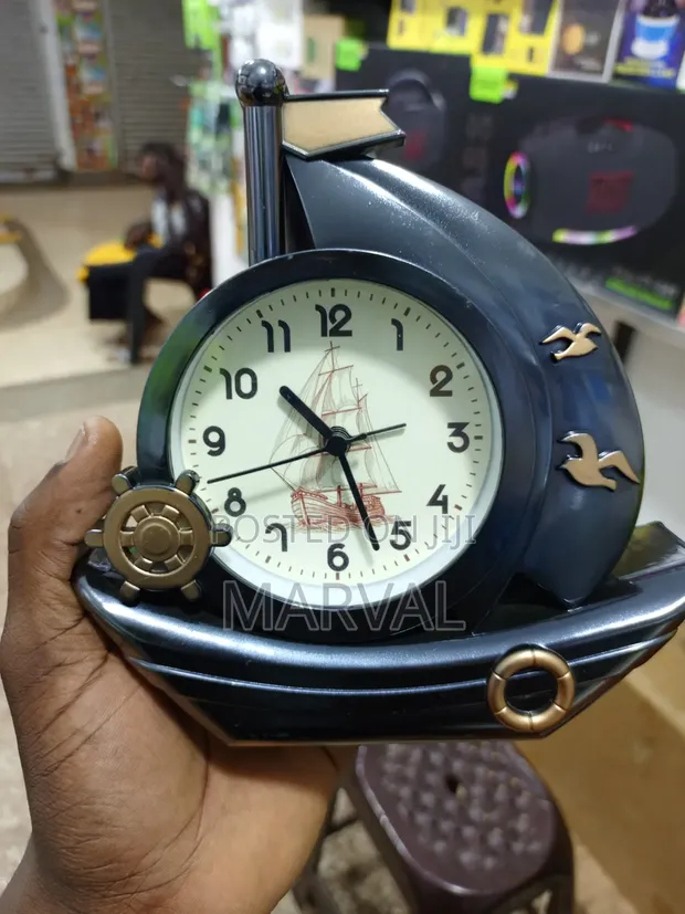 Electroplated Sailboat Decorative Table Alarm Clock - 1