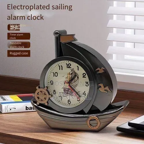 Electroplated Sailing Vessel Decorative Alarm Clock - 1