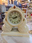 Ornate Double Peacock Mantel Clock - 1