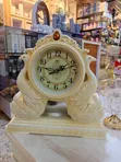 Ornate Double Peacock Mantel Clock - 5