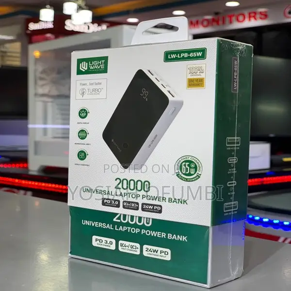 Lightwave 20000mAh Laptop Power Bank (LW-LPB-65W) - 1