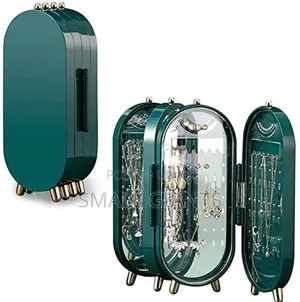 Foldable Jewelry Travel Box with Mirror - Green