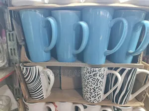 12-Piece Tall Blue Ceramic Cups