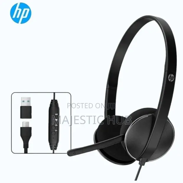 HP Meeting N Wired Headset with Microphone - USB-C/USB-A Dual Plug - 1