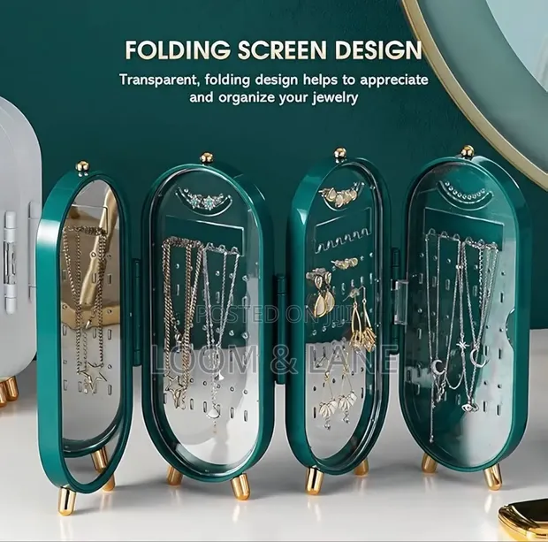 Foldable Jewelry Travel Box with Mirror - 1