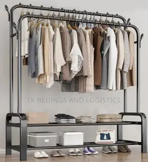 Double Layer Garment Rack with Wheels