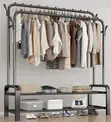 Double Layer Garment Rack with Wheels - 2
