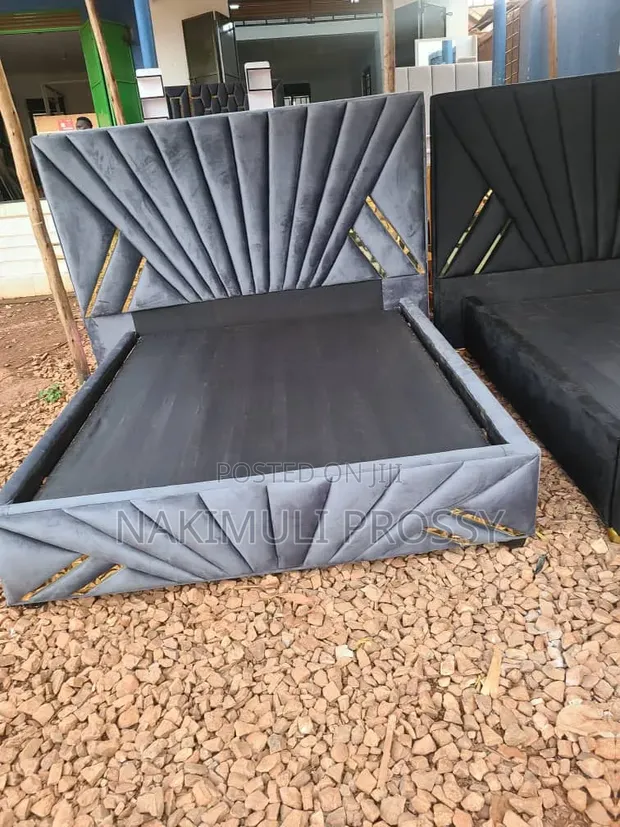 5x6 Gray Fabric Bed Frame - 1
