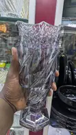 Amber Crystal Glass Flower Vase - 1