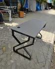 120cm Office Desk with Wood Top & Metallic X Base - 1