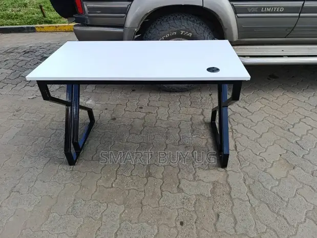 Office Table 120cm Wooden Top with Metallic X Legs - 1