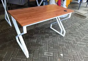 Study Computer Desk 120cm Wood Top Metallic X Legs