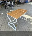 Workstation Desk 120cm | Wood Top, Metallic X Legs - 1