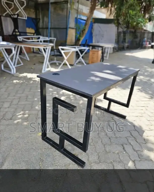 Office Desk 120cm Brown Wood with X Metal Legs - 1