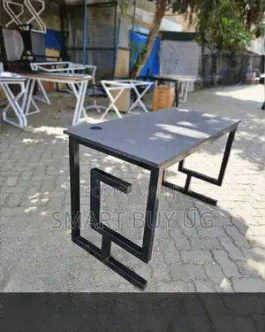 Office Desk 120cm Brown Wood with X Metal Legs