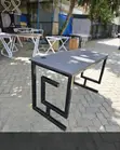 Office Desk 120cm Brown Wood with X Metal Legs - 2