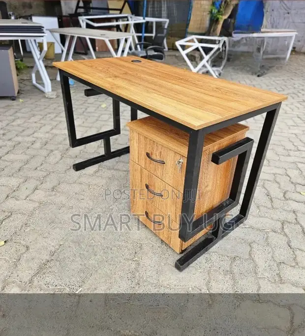 120cm Office Desk with Wood Top & X Legs - 1