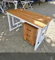 Office Table 120cm Wood Top + Metallic Legs | Free Install - 2