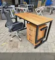 120cm Study Workstation Desk with Wood Top & Metal X-Legs - 1
