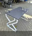 Office Desk 120cm Gray Top with X White Legs - 2