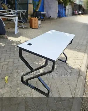 120cm White Wood Desk with Metallic X Legs