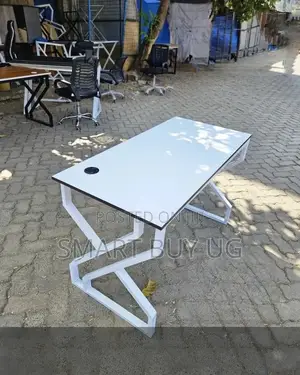 L-Shaped Office Desk 120cm with Metallic X-Legs