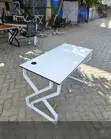 L-Shaped Office Desk 120cm with Metallic X-Legs - 1