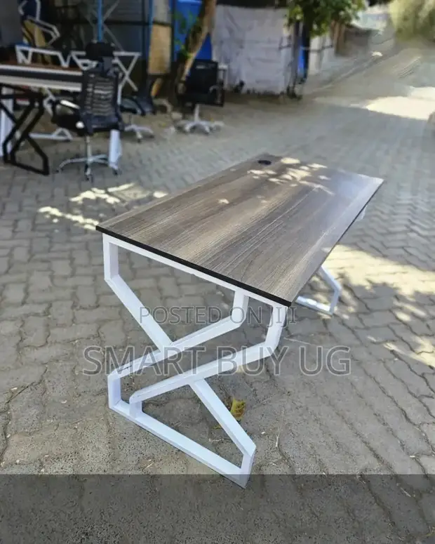Office Desk 120cm Wooden Top with X Metal Legs - 1