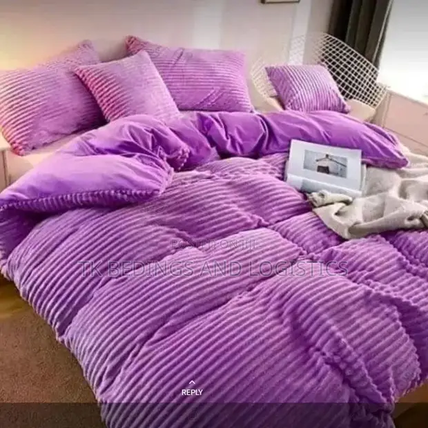 Rabbit Fur Polyester Duvet with Pillow Shams & Bedsheet - 1