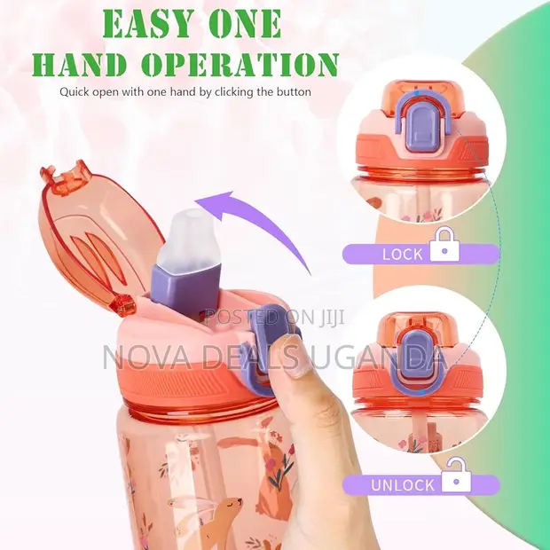 Kids Water Bottle with Straw, 600ml, Leakproof - 1