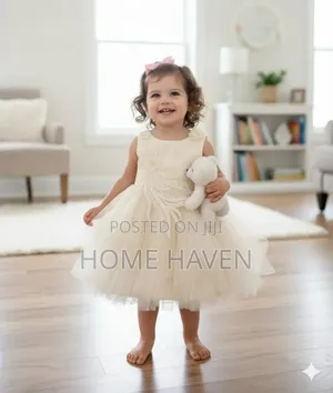 Girls' White Tulle Dress with Embroidery
