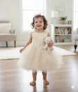 Girls' White Tulle Dress with Embroidery - 1