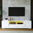 Wooden TV Stand with Lights - White - 2