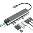 8-in-1 USB-C Hub with HDMI, RJ45, USB 3.0, PD - 1